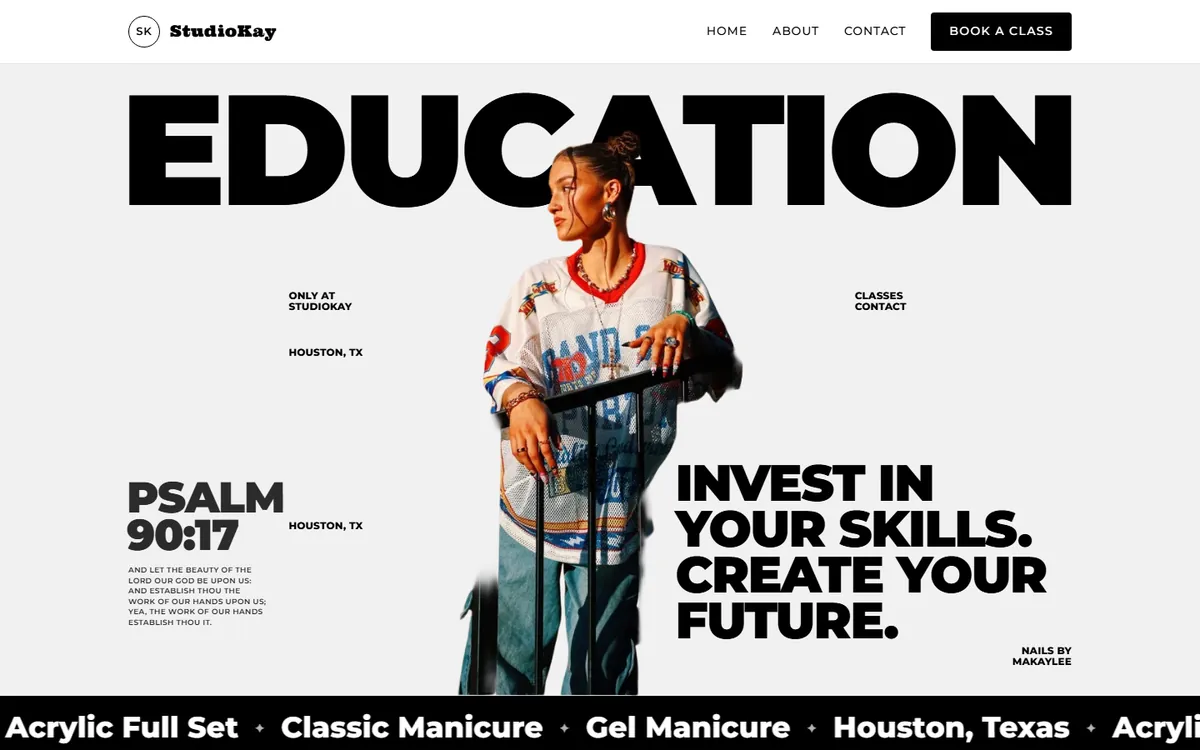 StudioKay home page: Education, Invest in your skills. Create your future.